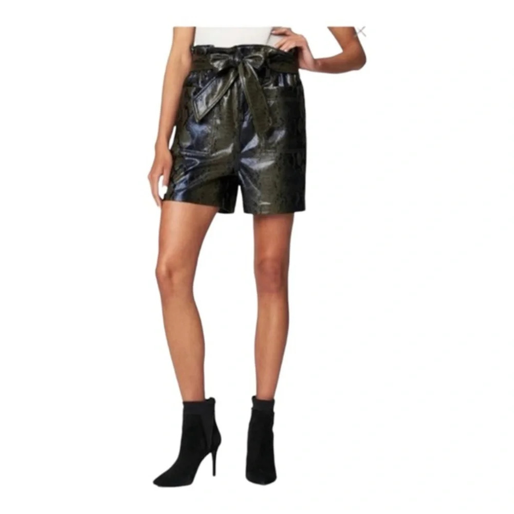 Blank NYC Vegan Leather Snake PaperBag Self Belted Snake Print Short - Picture 1 of 11